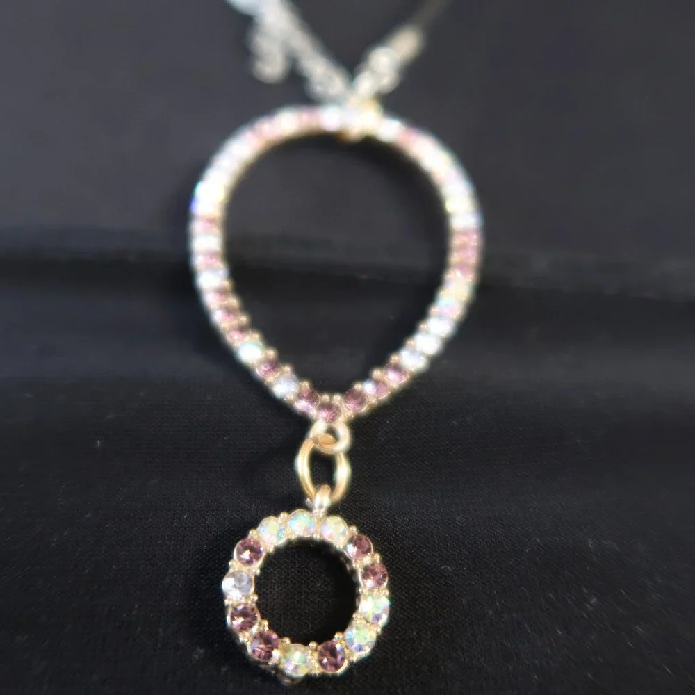 Vintage Rhinestone Pendant Lot 2 Pc Multicolor Crystal Cluster Statement Wear - Picture 11 of 15